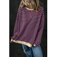 thumbnail image 2 of Women's Red Stripe Oversized Pullover Sweatshirt with Contrast Trim, 2 of 7