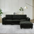 thumbnail image 7 of ACMEASE 87" Chenille 3 Seater Sofa w/Movable Ottoman, Modular Sectional Sofa w/Cup Holders, Modern L Couch w/Deep Seat Space for living Room, Black, 7 of 7