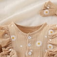 thumbnail image 6 of CAICJ98 Newborn Infant Baby Girl Romper Bodysuit Baby Girl One Piece Jumpsuit Pants Clothes Fall Winter Outfits with Headband (Khaki,0-3 Months), 6 of 7