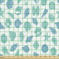 thumbnail image 2 of Ambesonne Aqua Fabric by the Yard Upholstery, Shells Scallop Starfish Clam, 2 Yards, Seafoam Deep Sky Blue, 2 of 5