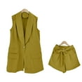thumbnail image 2 of Blazer Short Sets Women 2 Piece Outfits Business Suit Sleeveless Button Vest Tops Shorts Blazer Sets Dressy Casual Suits Ladies Elegant Wedding Gest Formal Sets, 2 of 5