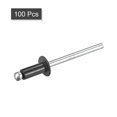 thumbnail image 3 of Unique Bargains Rivets pour Stores à Tête Ronde Plate en Aluminium 4mm x 8mm, Noir, Lot de 100, 3 of 5
