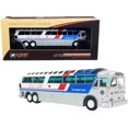 thumbnail image 1 of 1970 MCI MC-7 Challenger Intercity Motorcoach Bus \ City Tour \ Sightseeing Tours \ "Gray Line \" Blanco y plateado con rayas \ "Colección Vintage Bus & Motorcoach \" 1/87 (HO) Diecast Model b "" " Iconic Replicas 87-0257, 1 of 1