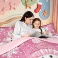 thumbnail image 5 of Manfei Xmas Holiday Season 7-Piece Twin Bedding,Cute Christmas Elf Bedding Comforter Set,Pink Reversible, 5 of 7