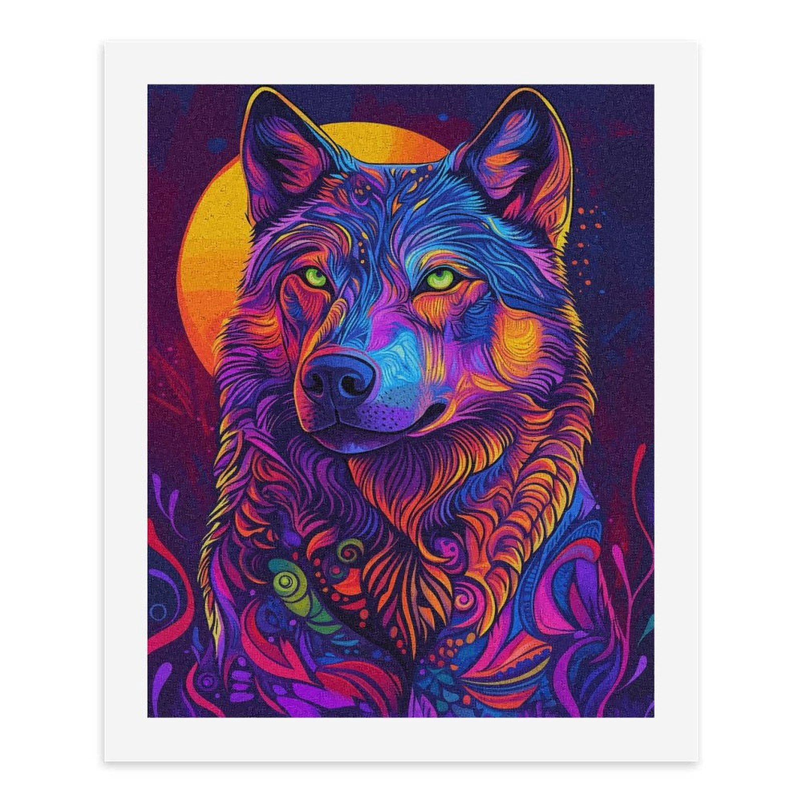 Paint By Numbers Kit for Adults Beginner - DIY Colorful Wolf Art Vibrant Sunset Canvas Painting Kits for Adults, Frameless Paint By Number for Adults for Home Wall Decor 16x20 Inch