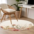 thumbnail image 5 of Round Area Rug 4ft, Fall Floral Eucalyptus Country Non-Shedding Washable Area Rug, Autumn Wild Flower Leaves Non Slip Low-Profile Circle Rugs for Living Room, Bedroom Dining Room, 5 of 9