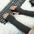 thumbnail image 5 of INSPIRE CHIC Women's Arm Warmers Winter Knitted Elbow Long Cosplay Costume Fingerless Gloves Dark Gray, 5 of 6