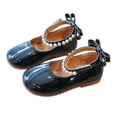 thumbnail image 6 of Girls' Pearl Bow Princess Shoes, Non-Slip Soft Sole Mary Janes, Perfect for Parties, Weddings, and Daily Outings Black 2.5-3 Years, 6 of 8