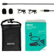 Movo Photo PM10 Omnidirectional Deluxe Lavalier Microphone with 3.5mm Jack for Smartphones, Black