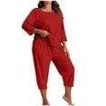 thumbnail image 3 of Vetsdori Plus Size Pajamas Sets for Women Long Sleeved PJS Soft Sets Nightwear,Spring Summer Sleepwear Plain Womens PJ Sets, 3 of 6