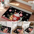 thumbnail image 5 of Black Christmas Entryway Rug 2'x3'&nbsp; Non Slip Front Door Mats, Ice Cream Snowflakes Pine Needles Check Entrance Rugs Indoor Outdoor Carpet, Washable Floor Mats Small Area Rug for Bedroom Kitchen, 5 of 8