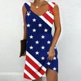 thumbnail image 5 of WREESH Women's Summer Dress Solid Color V-Neck with Pockets Sleeveless Independence Day Print Blue, 5 of 5