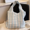 thumbnail image 4 of Bolso de hombro para mujer Ins, bolso de mano informal plisado, bolsos de Seersucker (azul), 4 of 8
