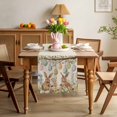 thumbnail image 3 of Easter Bunny Table Runner 72 Inches Long for Kitchen Dining, Rustic Rabbit Flowers Plant Egg Tree Leaf Dresser Scarf Farmhouse, Dining Table Decorations for Wedding/Parties, 16 x 72 In, 3 of 8