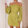 thumbnail image 4 of Vestido Vestido ajustado para mujer Estilo sexy Traje holgado con cuello oblicuo (amarillo mostaza) Ygjytge Mostaza amarilla T XL para Mujer, 4 of 8