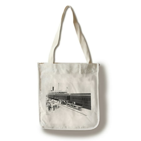Key West Railroad Station loading Ship from Cuba Photograph (100% Cotton Tote Bag -