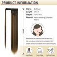 thumbnail image 4 of LAICAIW Extension Longue Queue de Cheval Droite 28 Pouces Enrouler Extensions de Cheveux Synthétiques à Clip pour Femmes, Brun Foncé/doré Auburn, 4 of 6