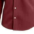 thumbnail image 5 of Men's Big & Tall Waffle-Knit Shirt Button Down Long Sleeve Dressy Shirt Casual Formal Blouse,XXL,Wine, 5 of 6