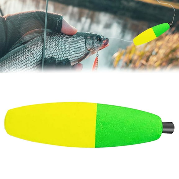 FURNIX Fish Foam Cigar Floats,Foam Peg Floats,Fishing Corks Slip Float for ,Fishing Bobbers Floats Peg Floats Cigar Foam Slip Fishing Bobbers for Rig Catfish Freshwater Saltwater Green Yellow