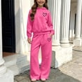 thumbnail image 4 of Cethrio Girls Outfit Sets, 2 Piece Fleece-lined Long Sleeve Hoodies and Sweatpants Sets Hot Pink Size 5-6 T, 4 of 6