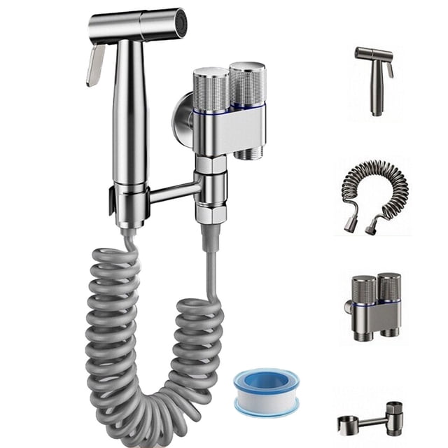 BUYISI Buse de Rinçage Haute Pression pour Toilettes Ensemble de Buses de Robinet de Salle de Bain Argent B