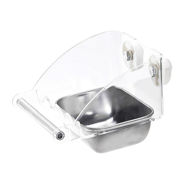 Comedero para pájaros para jaulas de periquitos, accesorios con soporte antideslizante, transparente. L