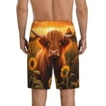 thumbnail image 4 of Lsque Vintage Sunflower Cow B Mens Sleep Pajama Shorts,Short Pajama Pants, Cotton Ultra-Soft Knit-4X-Large, 4 of 9