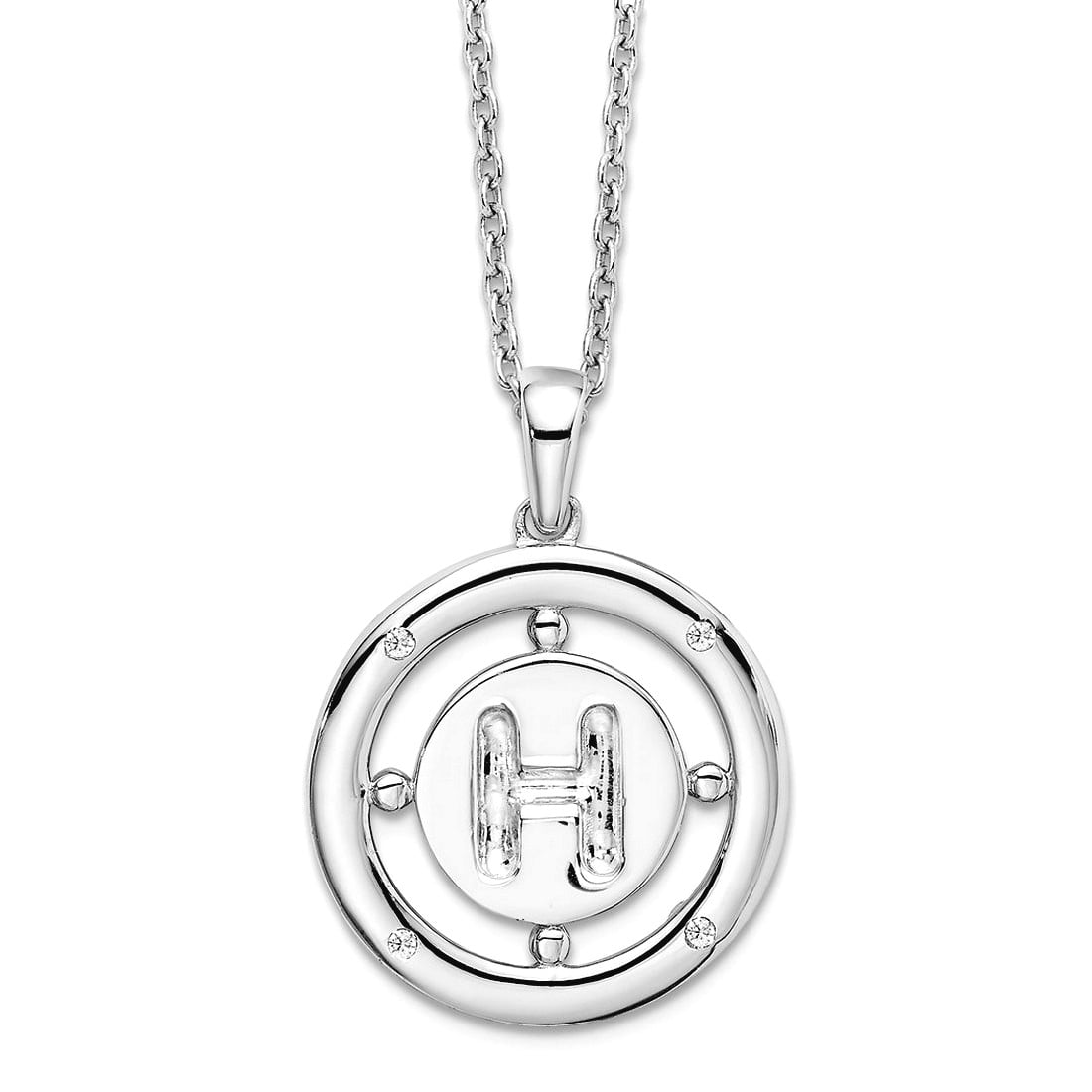 19mm 925 Sterling Silver Rhodium Plated White Ice Diamond Letter Name Personalized Monogram Initial H Necklace 18 Inch P