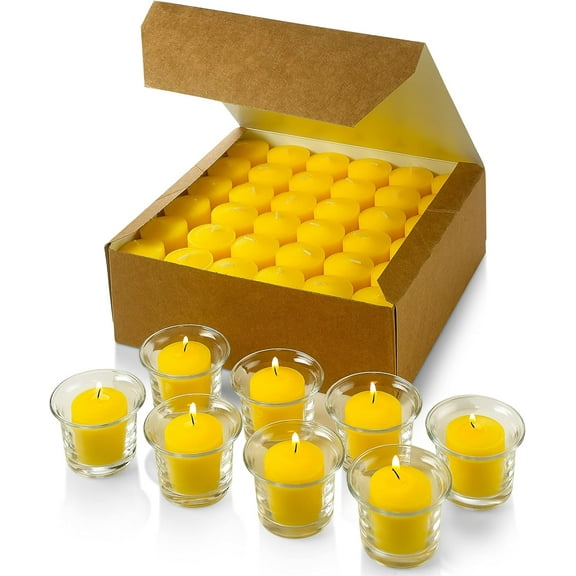 NeoMart Set of 72 Votive Citronella Candles - Summer Scented Candles - for Indoor/Outdoor Use - 10 Hour Burn Time - Made in USA