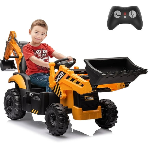 JoyWheels 24V Ride on Excavator,400W 3mph Motor Tractor Digger for Boys Girls 3-6, Yellow