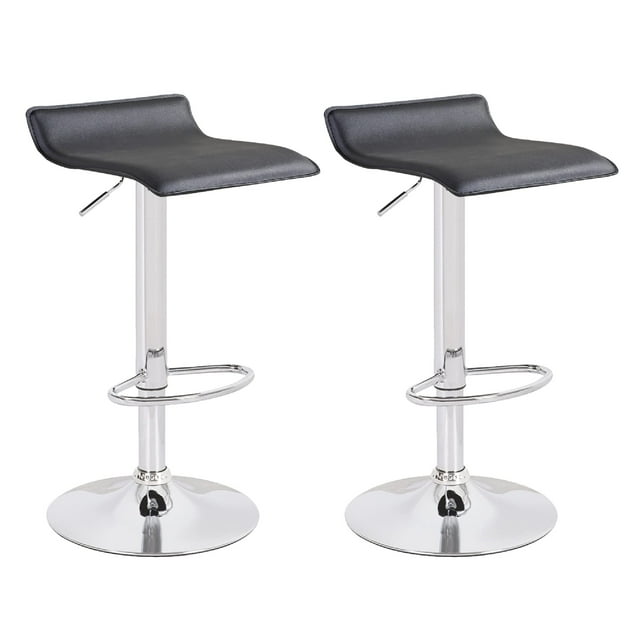 Bronte Living Leatherette Bar Stool 360 Swivel High Backrest Adjustable Height Base with Hard Floor Protection Plastic - Series Miranda - Set of 2