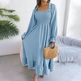 thumbnail image 3 of Womens Ruffle Long Sleeve Smocked Square Neck Maxi Dress Casual Ruffle Hem Flowy Midi Dress, 3 of 6