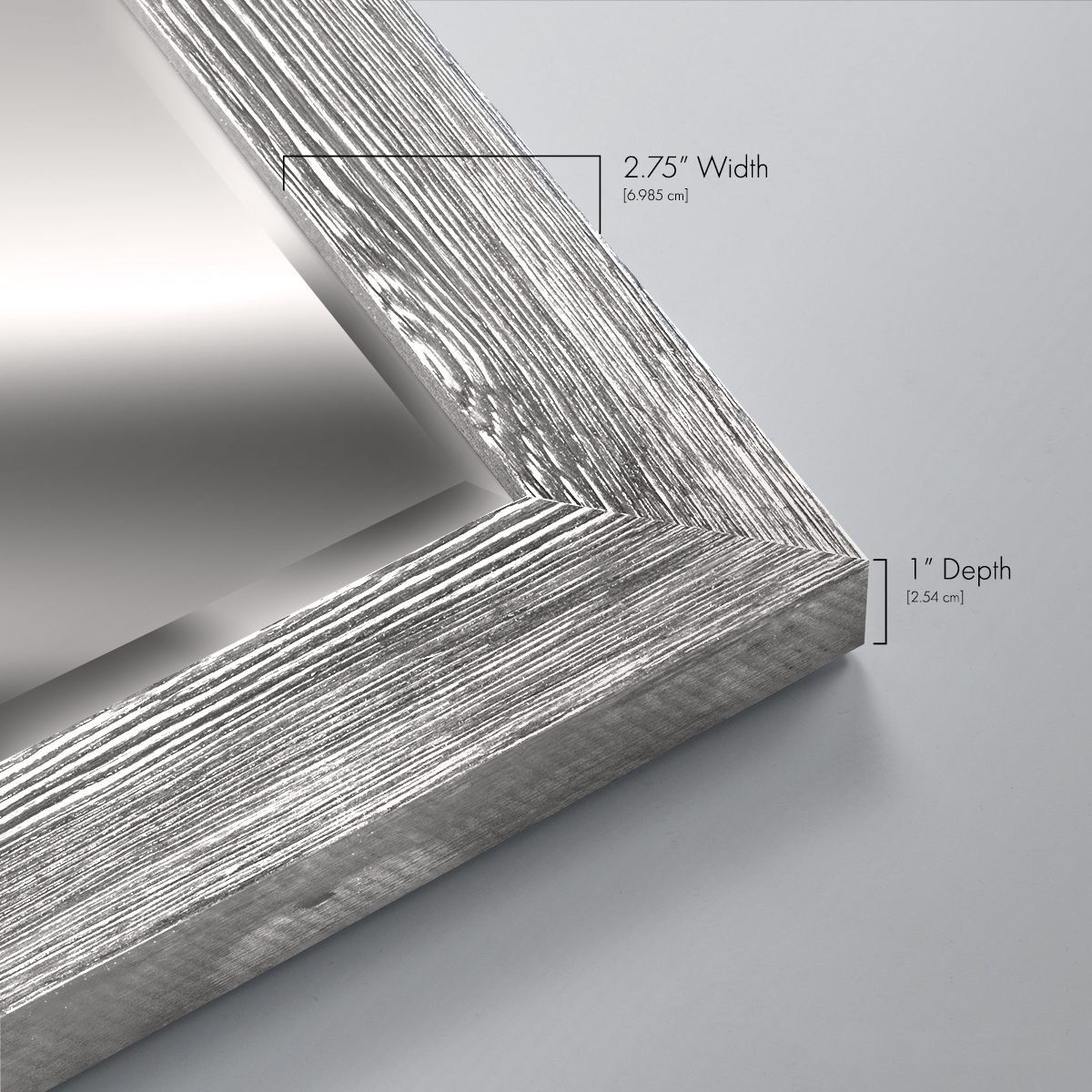29 in. W x 41 in. H Framed Rectangle Beveled Edge Wood Mirror in Silver