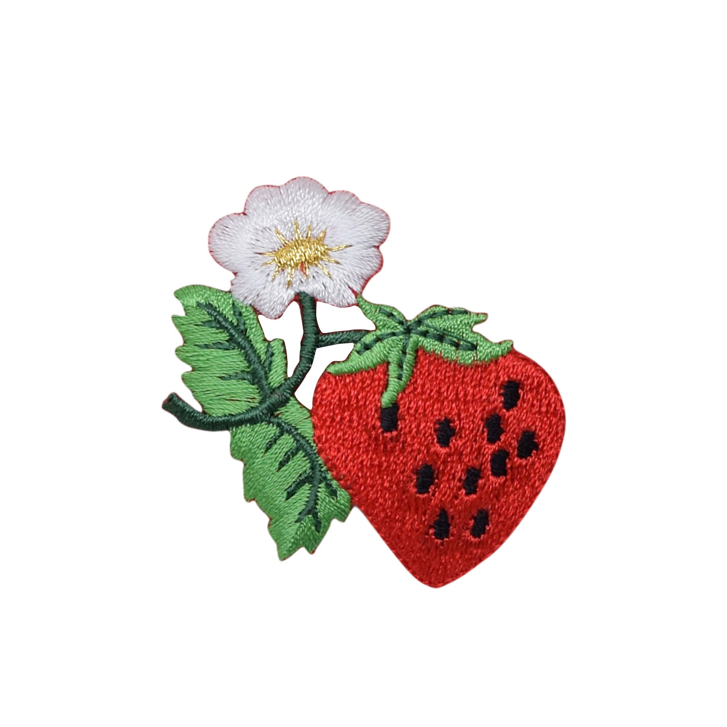 White Blossoms Strawberry Fruit/Food Iron on Applique/Embroidered Patch Two Strawberries 