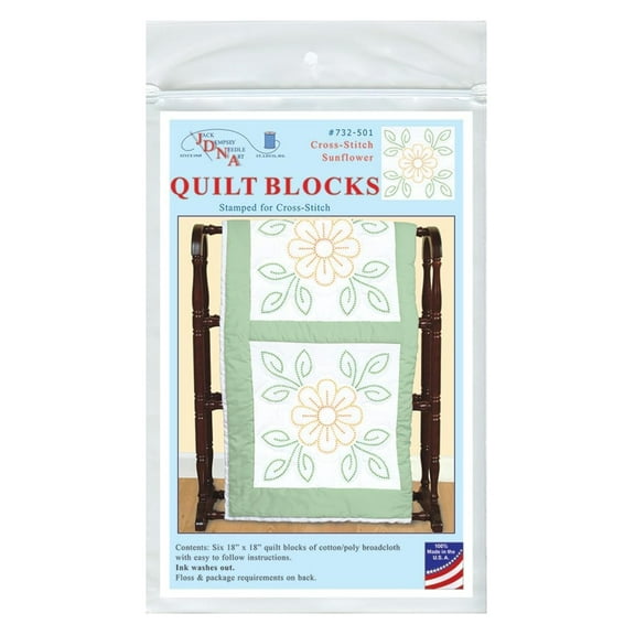 Cross-Stitch Sunflower 18in Quilt Blocks