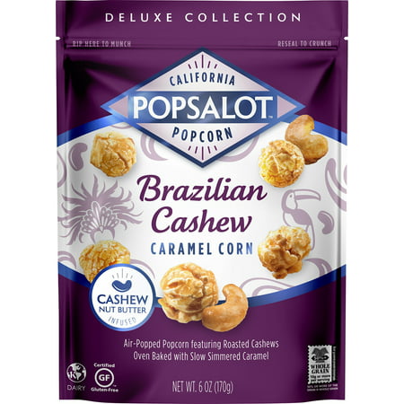 Popsalot Gourmet Popcorn Deluxe Collection, Brazilian Cashew Caramel Corn, 6.0