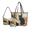 Black Cat Chrysanthemum Print, variant on Cartoon Shark Pattern Wallet Set for Women, Lightweight Zipper Wallet with Large Capacity Hobo Bag, Versatile Handbag Compatible with Shopping Work