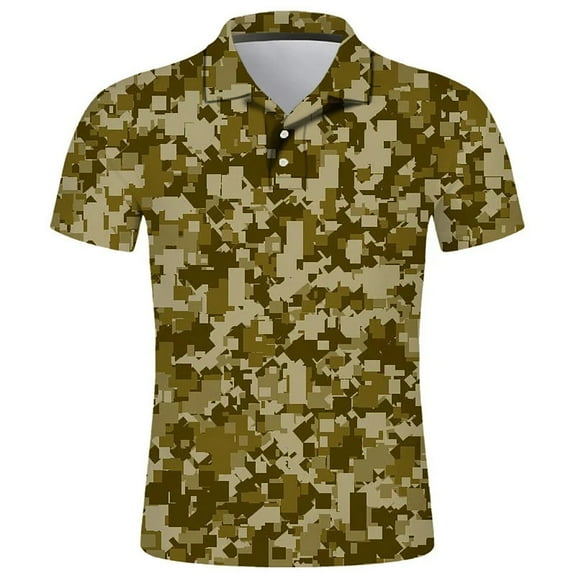 JLFKNG Summer Mens Cool T Shirt Short Sleeve Shirt For Men Simple Fashion Camouflage Polo T Shirt Lapel Slim Fit Shirt Buttons Up Comfy Summer Clothes