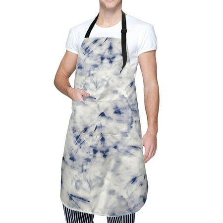 

Kdxio Indigo Tie Dye Apron with Pockets Adjustable Kitchen Aprons for Men Women Waterproof Aprons for Cooking Drawing Crafting Baking Household Cleaning
