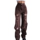 thumbnail image 2 of Pntutb Mujer Moda Cintura Alta Bolsillo Sólido Casual Suelto Ancho Recto Pierna Jeans Agujero Pantalones Pntutb Pntutb-6202, 2 of 9