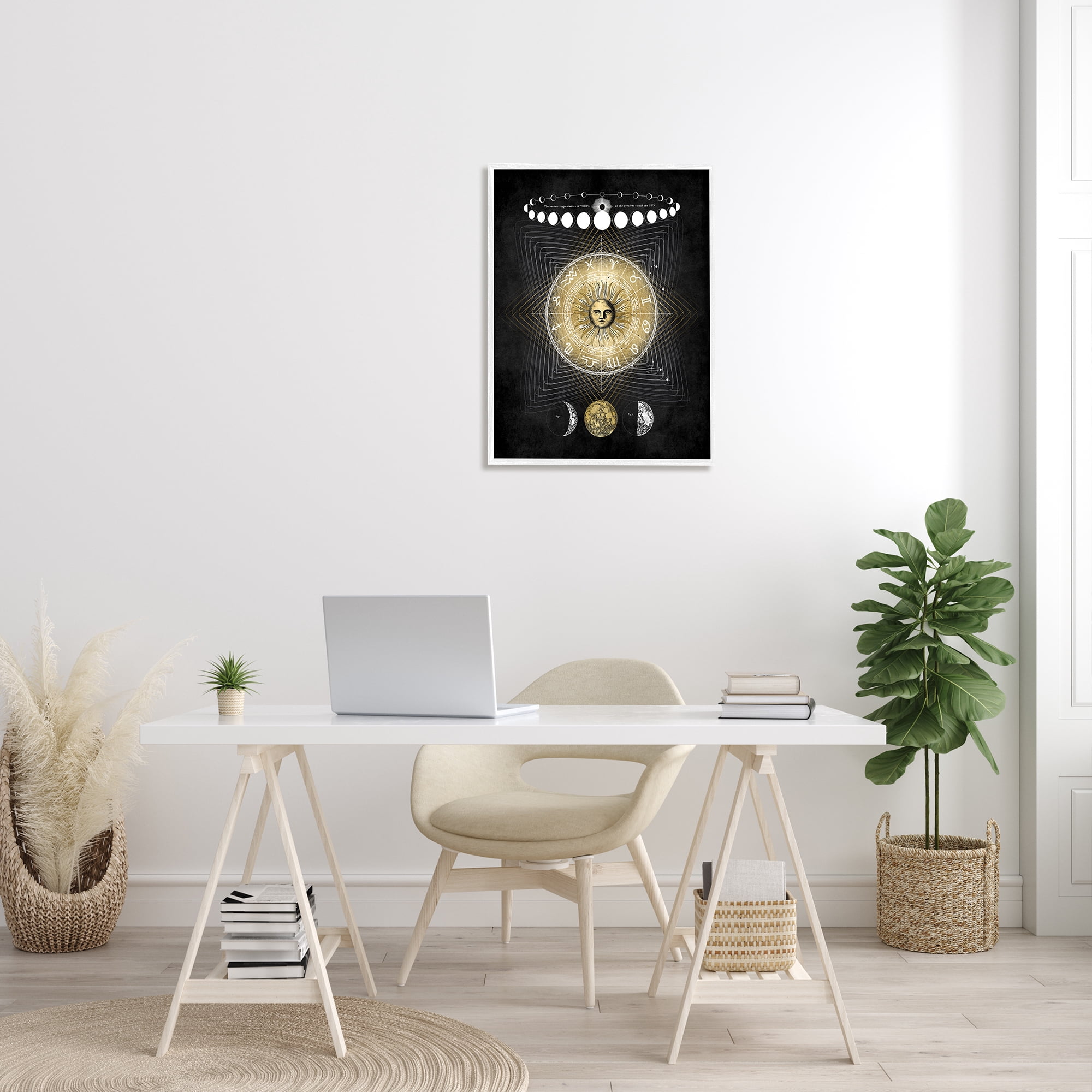 Stupell Industries Astrological Sun Cycle Traditional Moon Symbols Modern Painting White Framed Art Print Wall Art, 24 x 30, Design by Oliver Jeffries