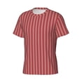 thumbnail image 5 of Vsdgher Stripes Red White Print Men's Dry Fit Mesh Athletic Shirts Moisture Wicking Tennis T-Shirt Tops, 5 of 9