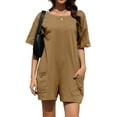 thumbnail image 3 of Fantaslook Rompers for Women Casual Summer Jumpsuits Short Sleeve Loose Overalls Shorts Rompers with Pockets Outfits, 3 of 10