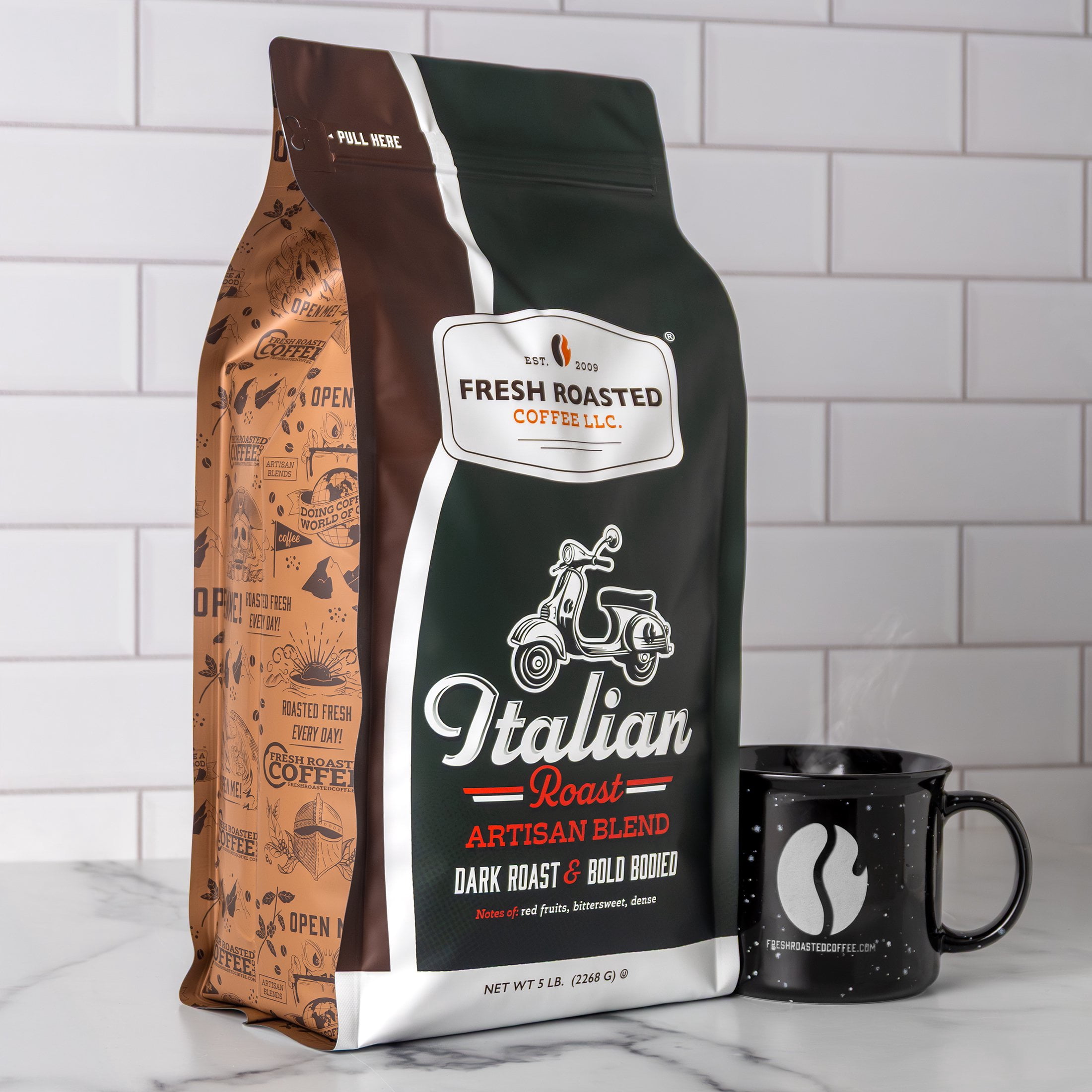 Fresh Roasted Coffee, Italian Roast Coffee, Dark Roast, Drip Ground, 32 oz 2 lbs