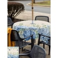 thumbnail image 5 of Outdoor Tablecloth with Umbrella Hole for Patio/Picnic/Party/Camping, Blue Hydrangea Waterproof Table Cloth Square Cover Washable, Spring Summer Eucalyptus Vintage Beige (60"x 60"), 5 of 9