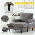thumbnail image 4 of CQSXDA Modern Chaise Lounge Recliner In Chenille Fabric With Storage Pockets Ideal For Bedroom Living Room Use，Dark Gray, 4 of 17