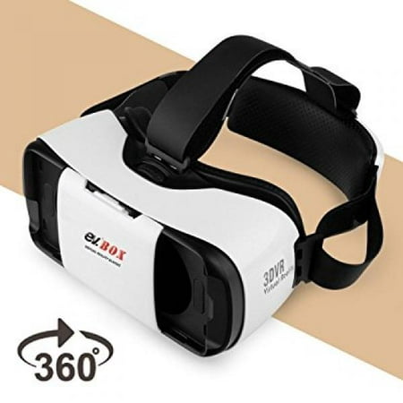 3D VR Headset, EV Virtual Reality Glasses 3D Movie Game Box Google Cardboard, for iPhone & Android, Samsung, HTC, LG, Compatible with 4.7-5.7 inch (Best Vr Videos For Google Cardboard)