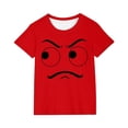 thumbnail image 2 of Blusas y camisas de manga corta con cuello redondo para niños y niñas, color liso, con estampado de expresión linda, manga corta, holgadas y cómodas, blusa para niña, 2 of 5