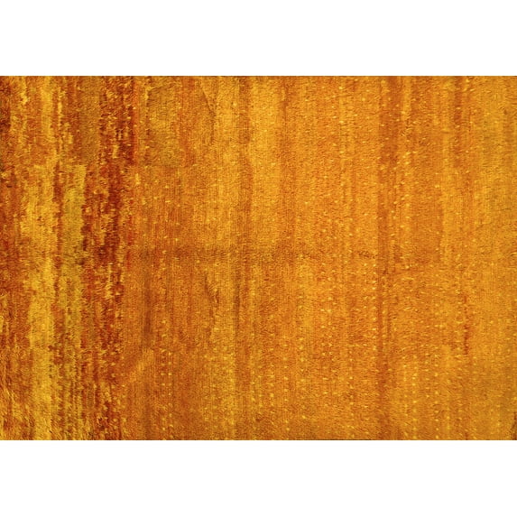 Ahgly Company Indoor Rectangle Abstract Yellow Contemporary Area Rugs, 2' x 5'