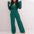 thumbnail image 2 of Lindreshi 2 Piece Fall Sets for Women Women's Fashion Flare Sleeve Button Color Wide Leg Pants Casual Suit, 2 of 6